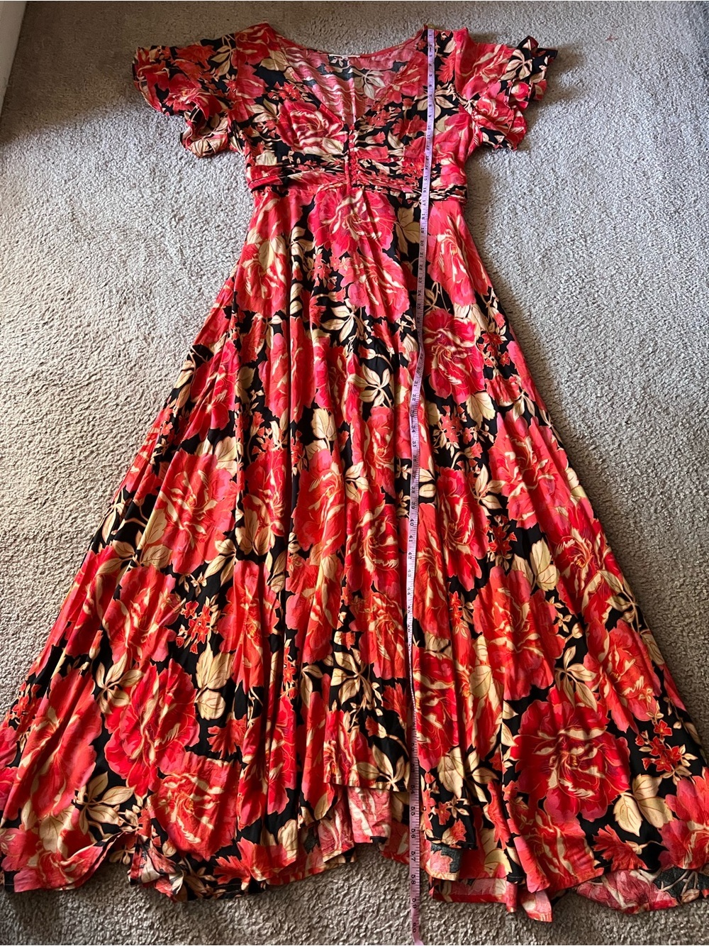 Anthropologie Abel The Label Vivid Dreams Boho Bright Floral Maxi Dress Sz M - Picture 12 of 14